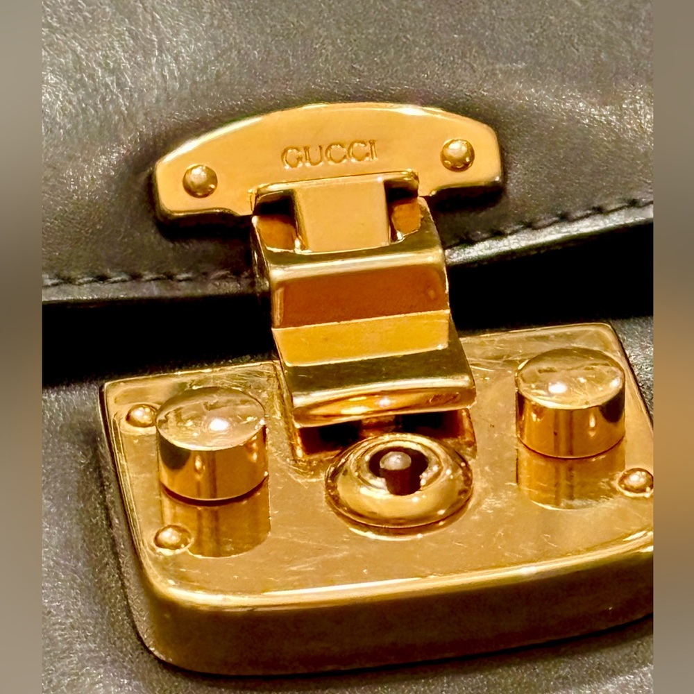 Gucci (w. COA) Calfskin Lady Lock Top Handle Satchel - Picture 15 of 16